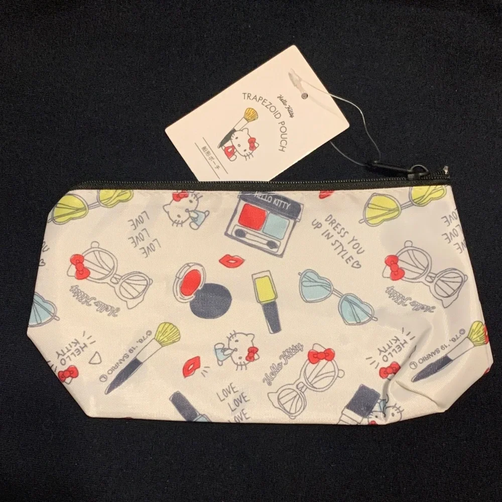 NWT Hello Kitty Makeup Bag Trapezoid Pouch from Japan